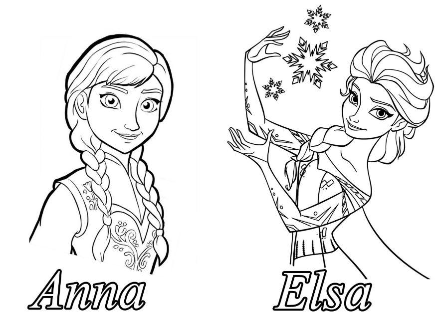 Gambar Mewarnai Frozen Elsa Dan Anna denah jpg (882x635)