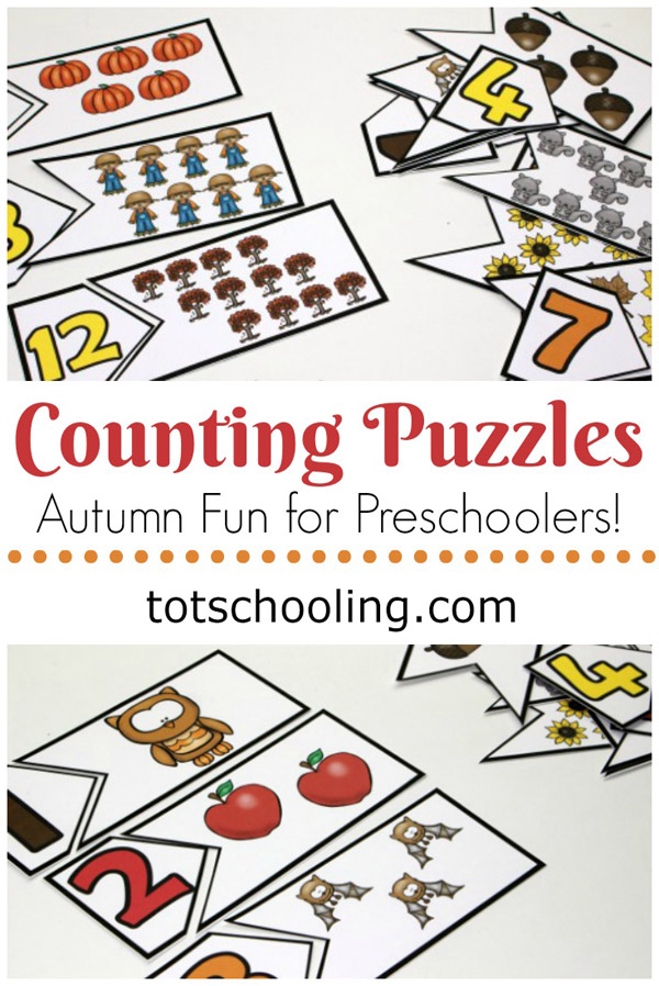 Autumn Counting Puzzles | Totschooling - Toddler, Preschool