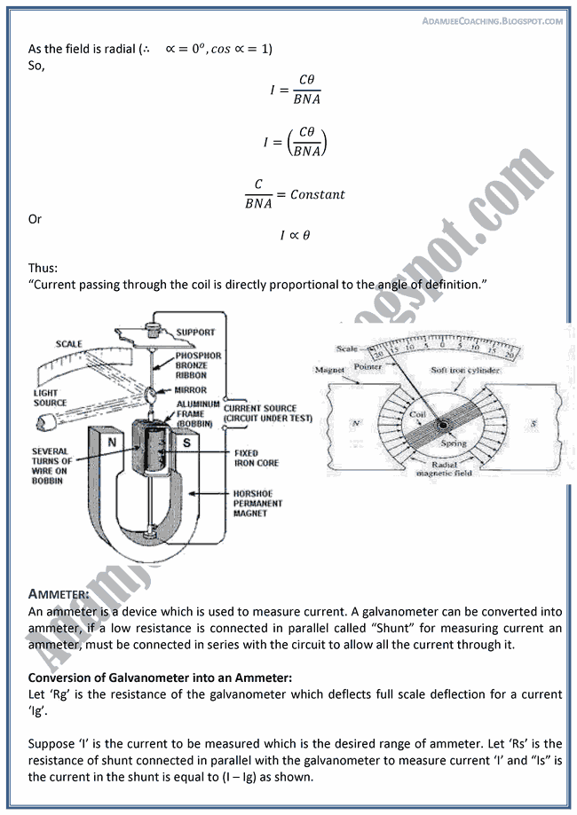 Adamjee Coaching Electrical Measuring Instruments Theory Notes
