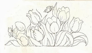 desenho de tulipas e borboletas para pintar
