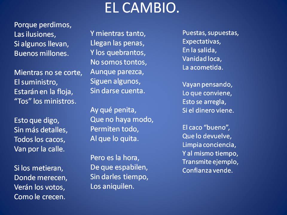 prosa y versos EL CAMBIO