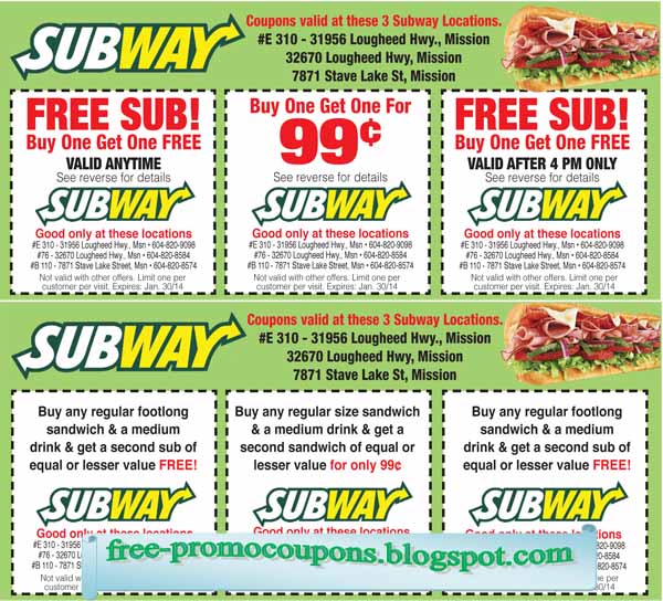 Subway coupons january 2019