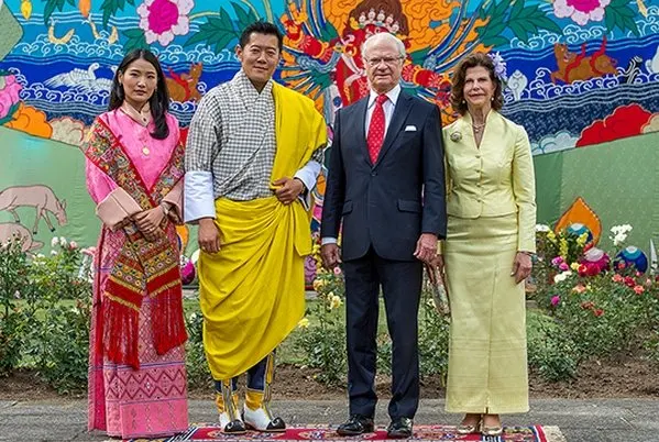King Gustaf and Queen Silvia of Sweden, King Jigme Khesar Namgyel Wangchuck and Queen Jetsun Pema, Princess Kesang Choden Wangchuck, Princess Ashi Chimi Yangzom Wangchuck in Buthan