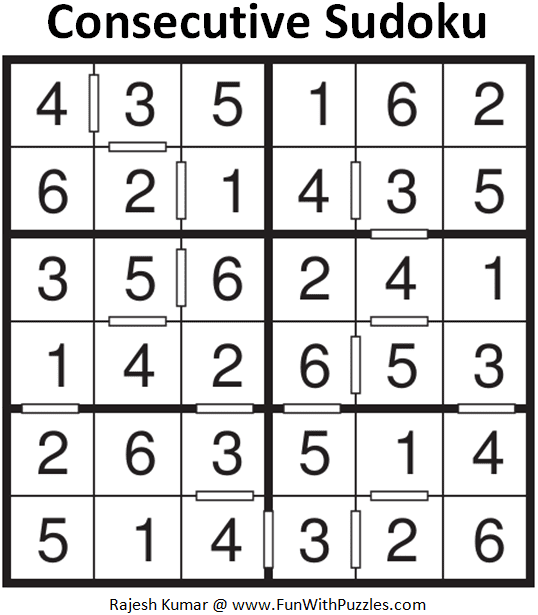 Consecutive Sudoku Puzzle (Sudoku for Kids 2)