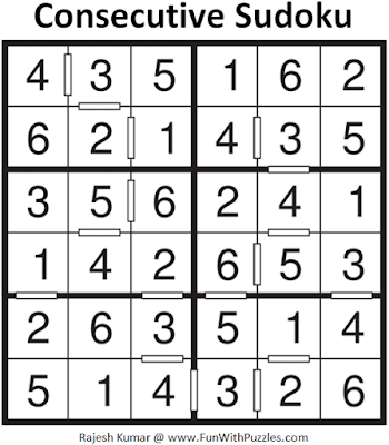 Answer of Consecutive Sudoku Puzzle (Sudoku for Kids #2)