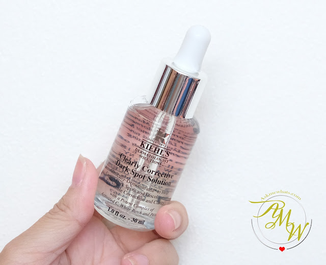 a photo of Kiehl's Clearly Corrective Brightening and Exfoliating Daily Cleanser, Clearly Corrective Brightening and Soothing Treatment Water and Clearly Corrective Dark Spot Solution review.