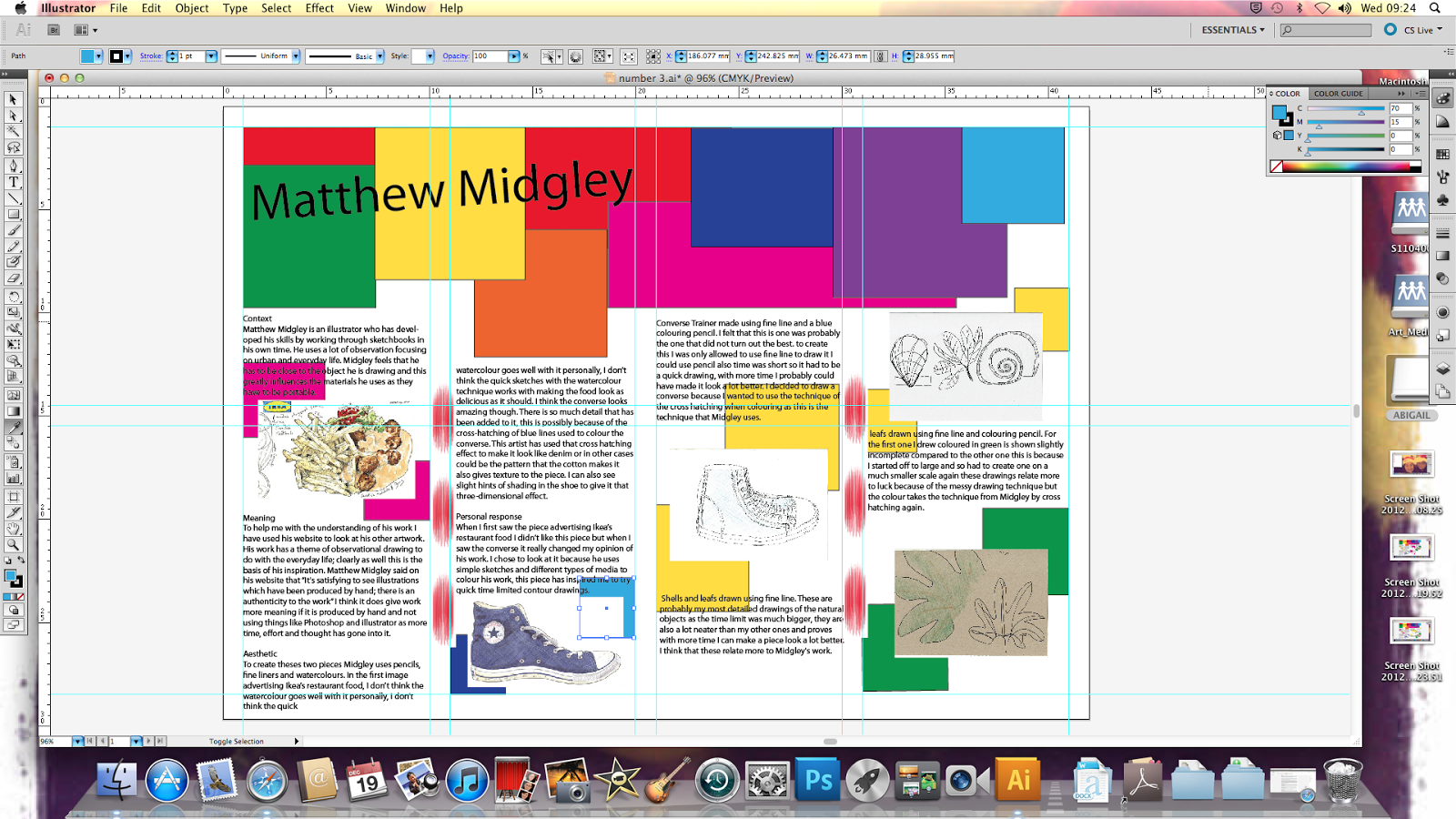 Abigail's graphics blog: magazine layout: development in illustrator