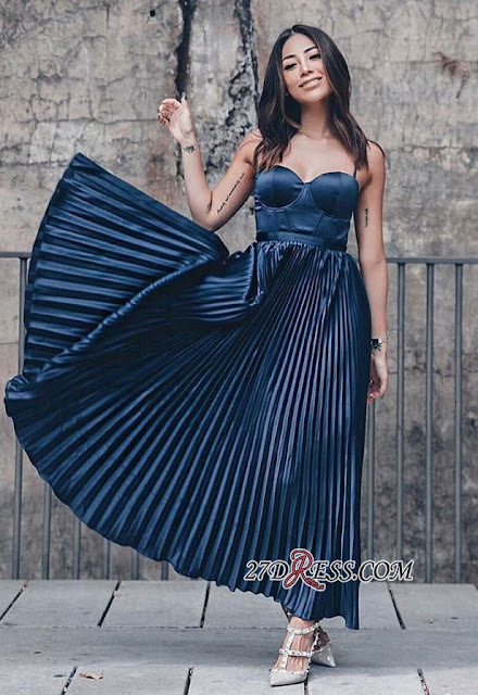 Simple A-Line Spaghetti Strap Sleeveless Prom Gown | 2019 Ruffles Evening Dress On Sale