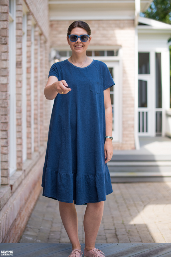 Sewing Like Mad The Waterfall Raglan Dress by Chalk and Notch.