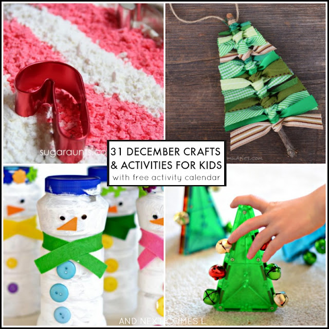 31 December crafts and activities for kids with free downloadable activity calendar from And Next Comes L