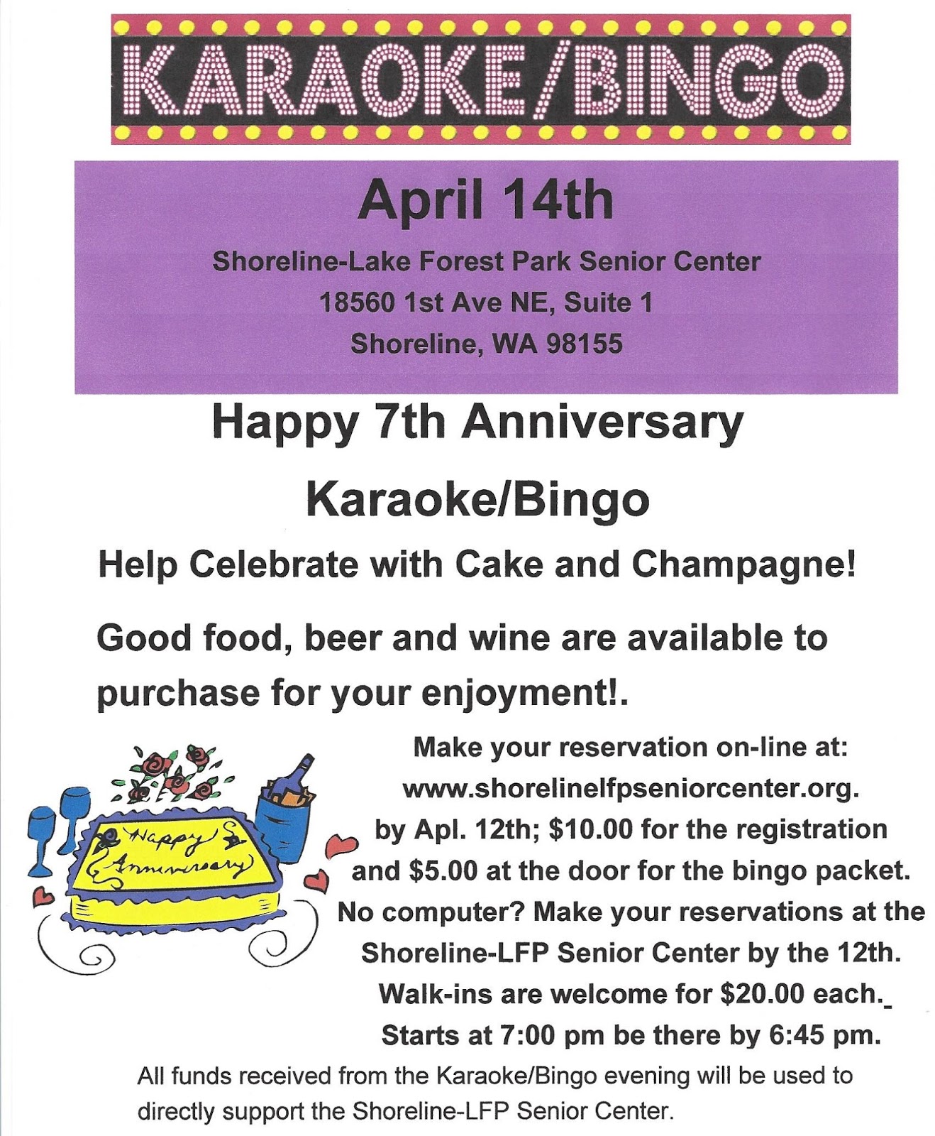 Shoreline Area News Make your reservations for Karaoke / Bingo night