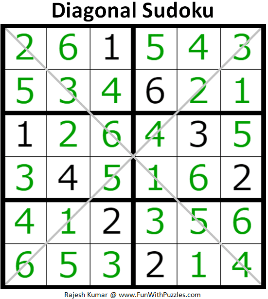 6x6 Diagonal Sudoku Puzzles MSSeries 115 116 6x6 Diagonal Sudoku Puzzles MSSeries 115 116