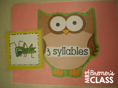 FREE Syllable activities- perfect as a literacy center in Kindergarten!