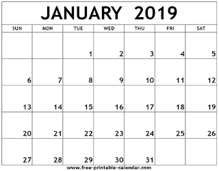 Free Printable Calendar January 2019