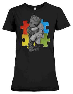  Autism Groot Hug Teddy Bear T Shirt