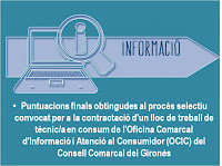 Puntuacions finals obtingudes al procés selectiu convocat per a la contractació d’un lloc de treball de tècnic/a en consum de l’Oficina Comarcal d’Informació i Atenció al Consumidor (OCIC) del Consell Comarcal del Gironès
