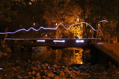 light trails on bridge