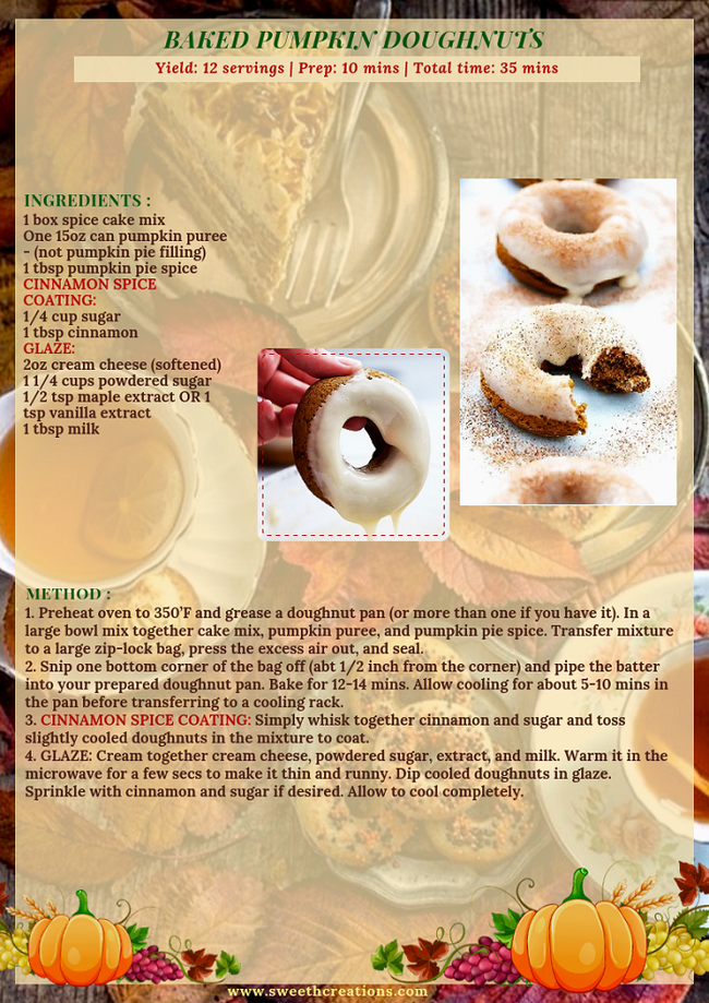 SHC 15 EASY TASTY PUMPKIN DESSERT RECIPES BAKED PUMPKIN DOUGHNUTS RECIPE