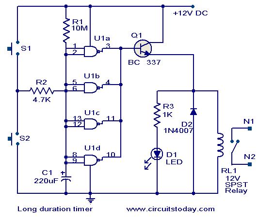 Quad 2 input CMOS IC 4011 Timer Circuit - My electronic