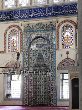 Iznik Ceramic Tiles on the Wall and Mihrab (altar)