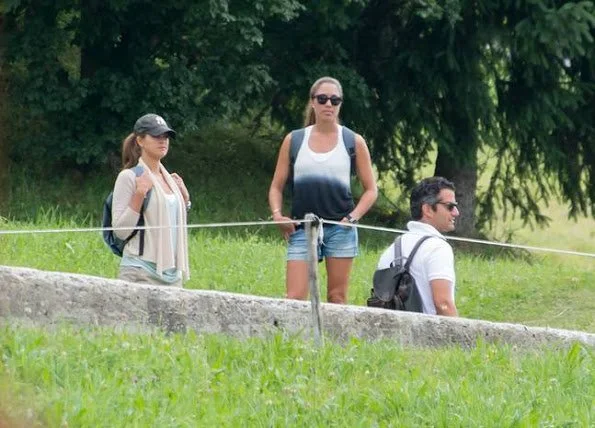 Crown Princess Victoria and Prince Daniel have been seen  walking near Solliden with Princess Estelle and Princess Madeleine and Christoper O'Neill