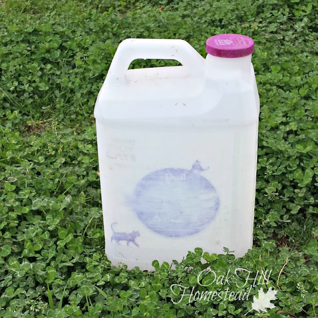 An empty plastic jug that held cat litter. There are many ways to re-purpose these jugs.