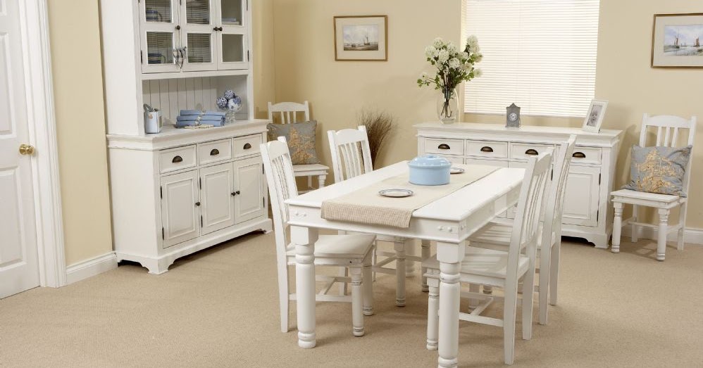 White shabby chic Dining Table Chairs Design Home