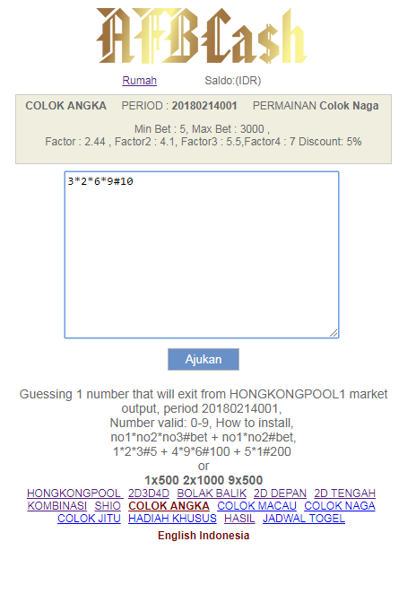 Cara Bermain dan Fungsi Menu Togel Versi Wap AFBCASH Indonesia - Cara
