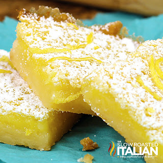Easy Lemon Bar Dessert Recipe yellow cookie bars dusted with powdered sugar