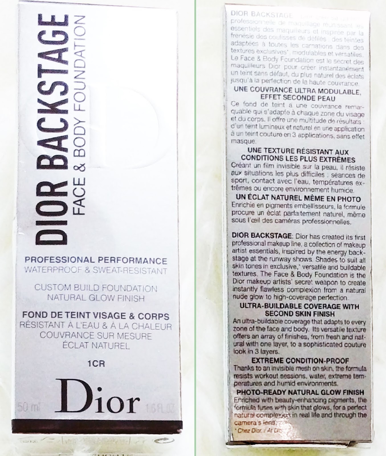 dior face and body foundation ingredients