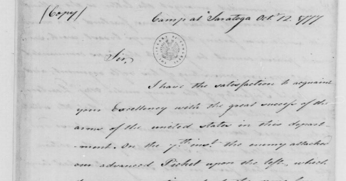 Tangled Roots and Trees Gen. Horatio Gates' Letter to Continental