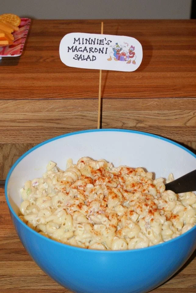 Minnie's Macaroni Salad for a Mickey Mouse themed birthday party!