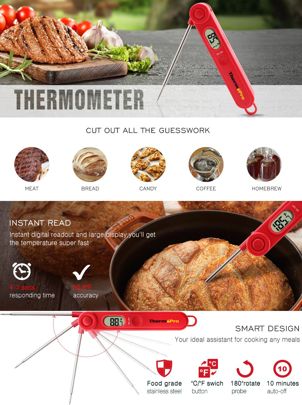 Thermopro TP03a Digital Instant Read Food Cooking Thermometer