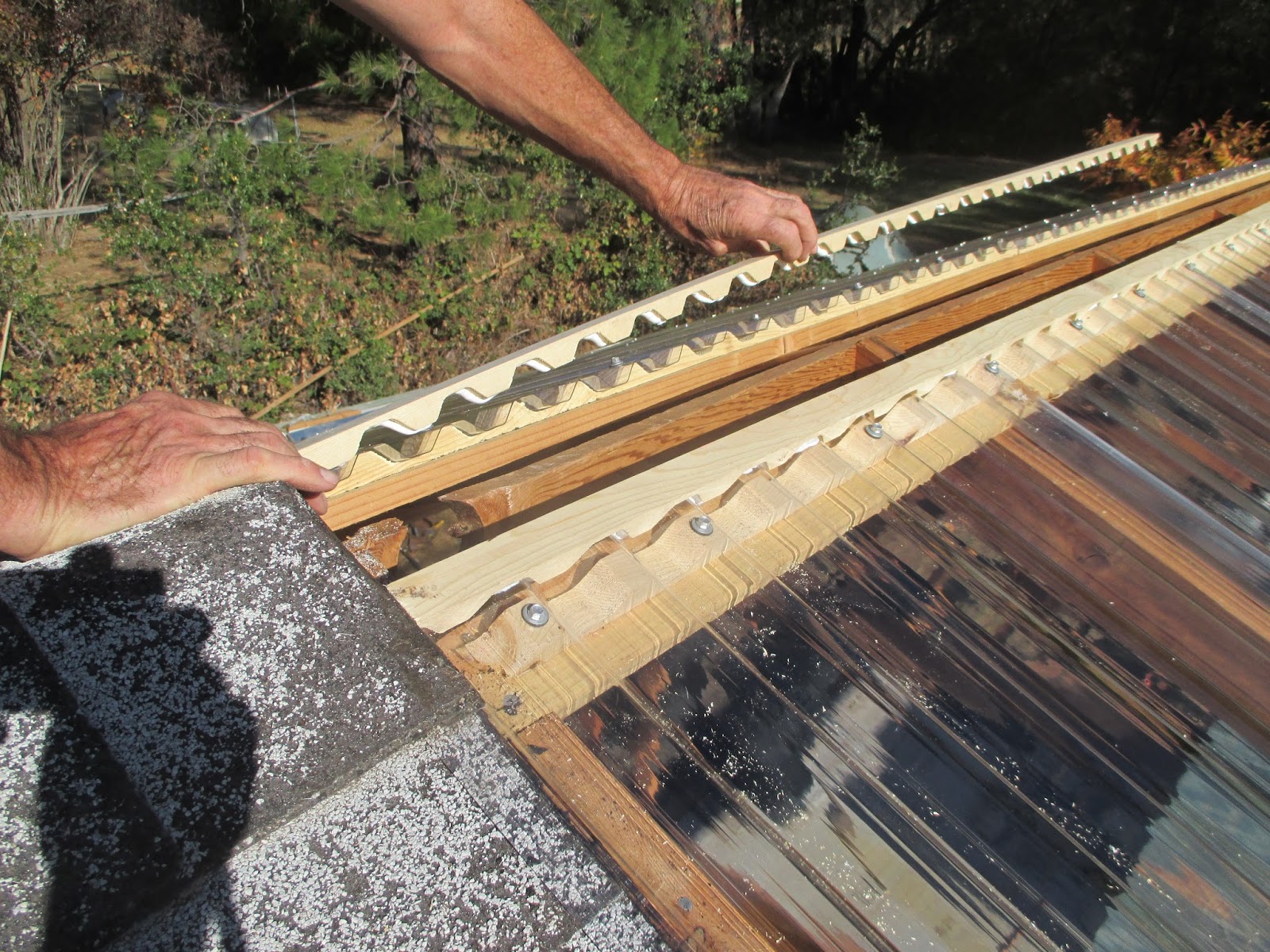 triangle greenhouse (roof panelssouth side, gable panels, and ridge