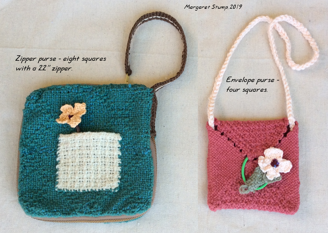 Pin Loom Weaving Pin loom a cotton purse for spring