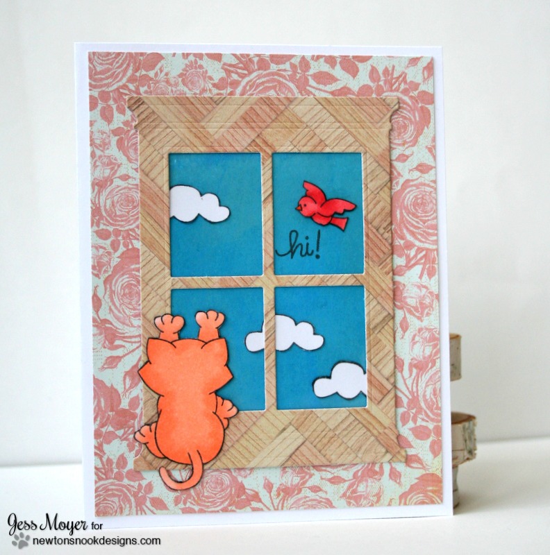 Create a Window Scene on a Card by Jess Moyer with Newton's Nook Naughty Newton