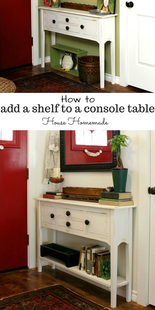 House Homemade How to add a shelf to a console table