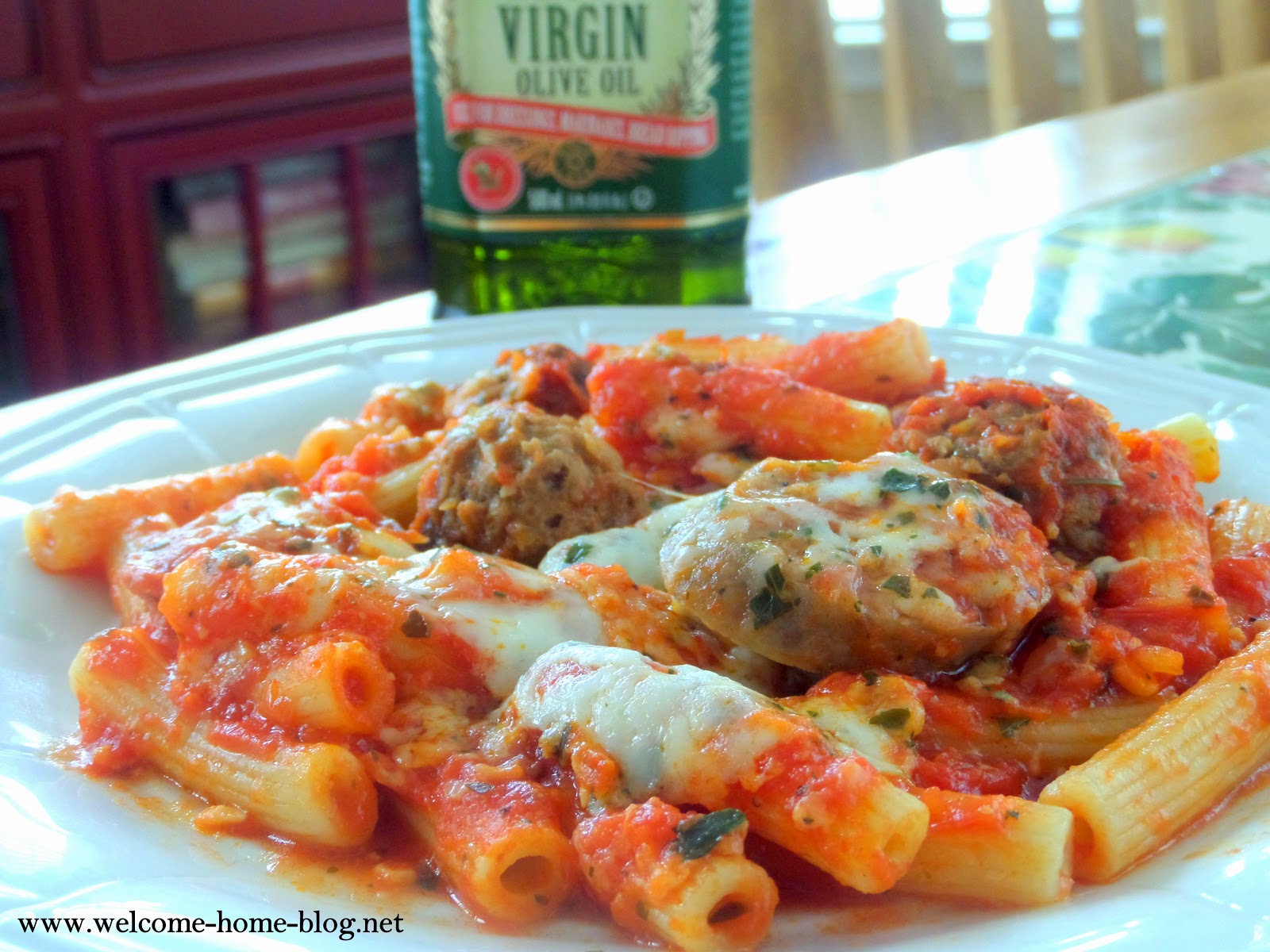 Welcome Home Blog: Baked Rigatoni With Meatballs and Sausage