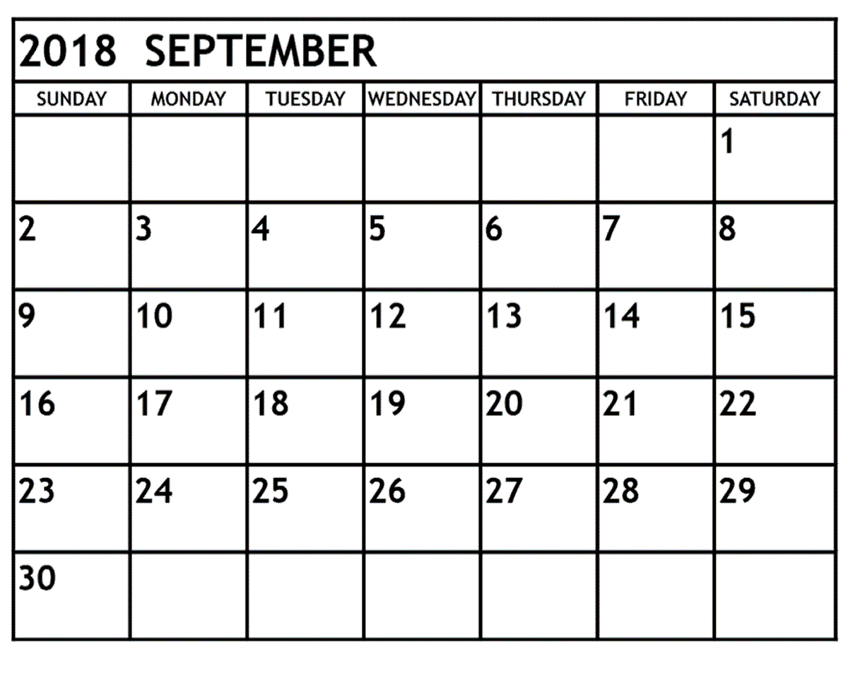 download september 2018 blank calendar