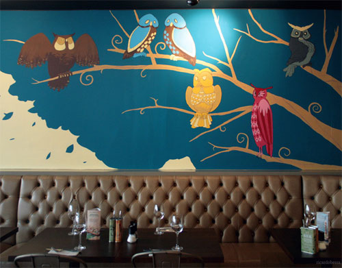 My Owl Barn Hand Painted Mural At An Italian Restaurant