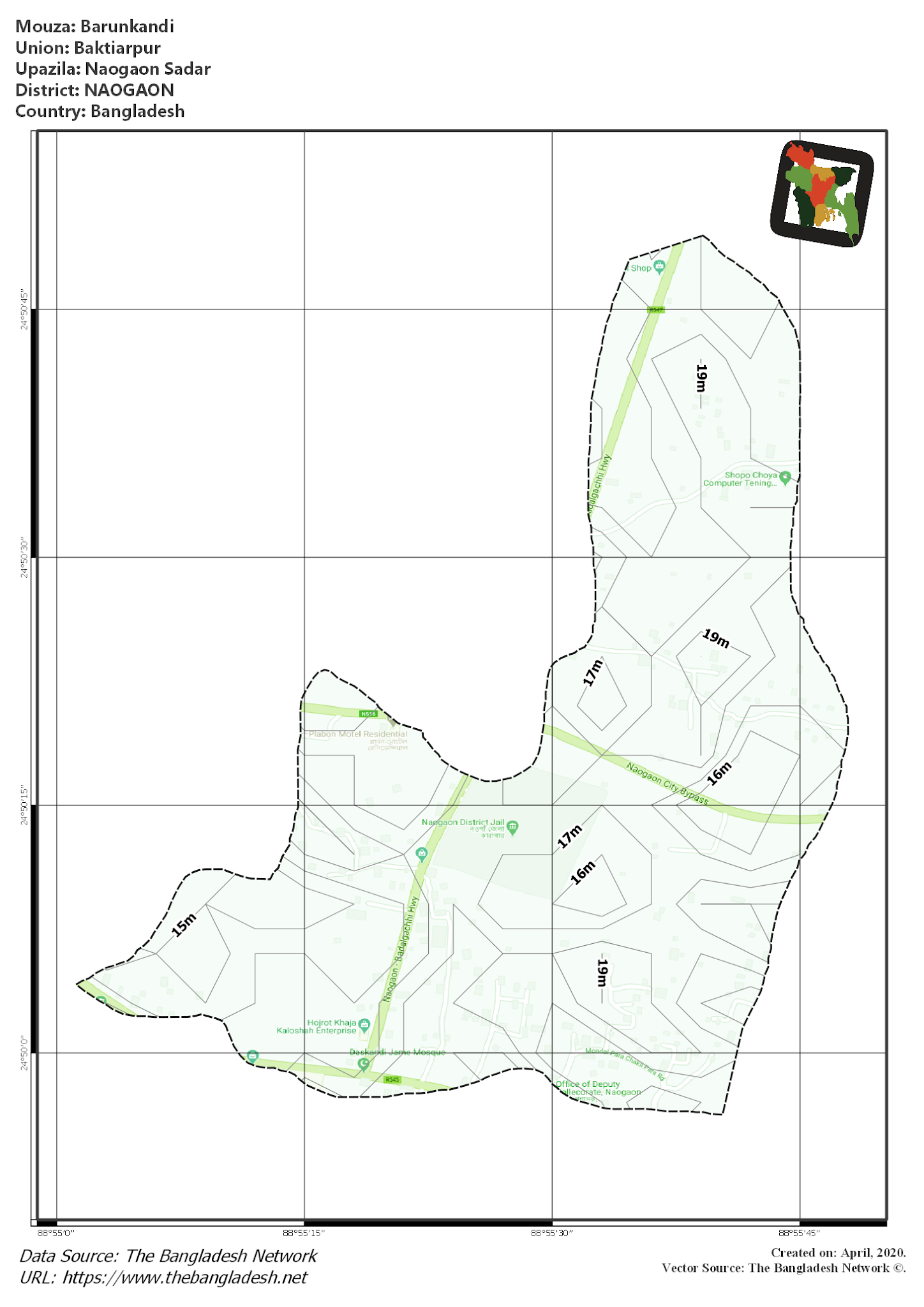 Map of Barunkandi Mouza of Naogaon Sadar Upazila, NAOGAON Map of Barunkandi Mouza of Naogaon Sadar Upazila, NAOGAON, Bangladesh.