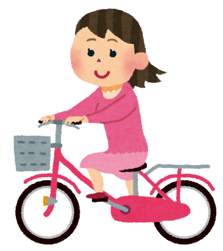 自転車に乗る女性のイラスト | かわいいフリー素材集 いらすとや