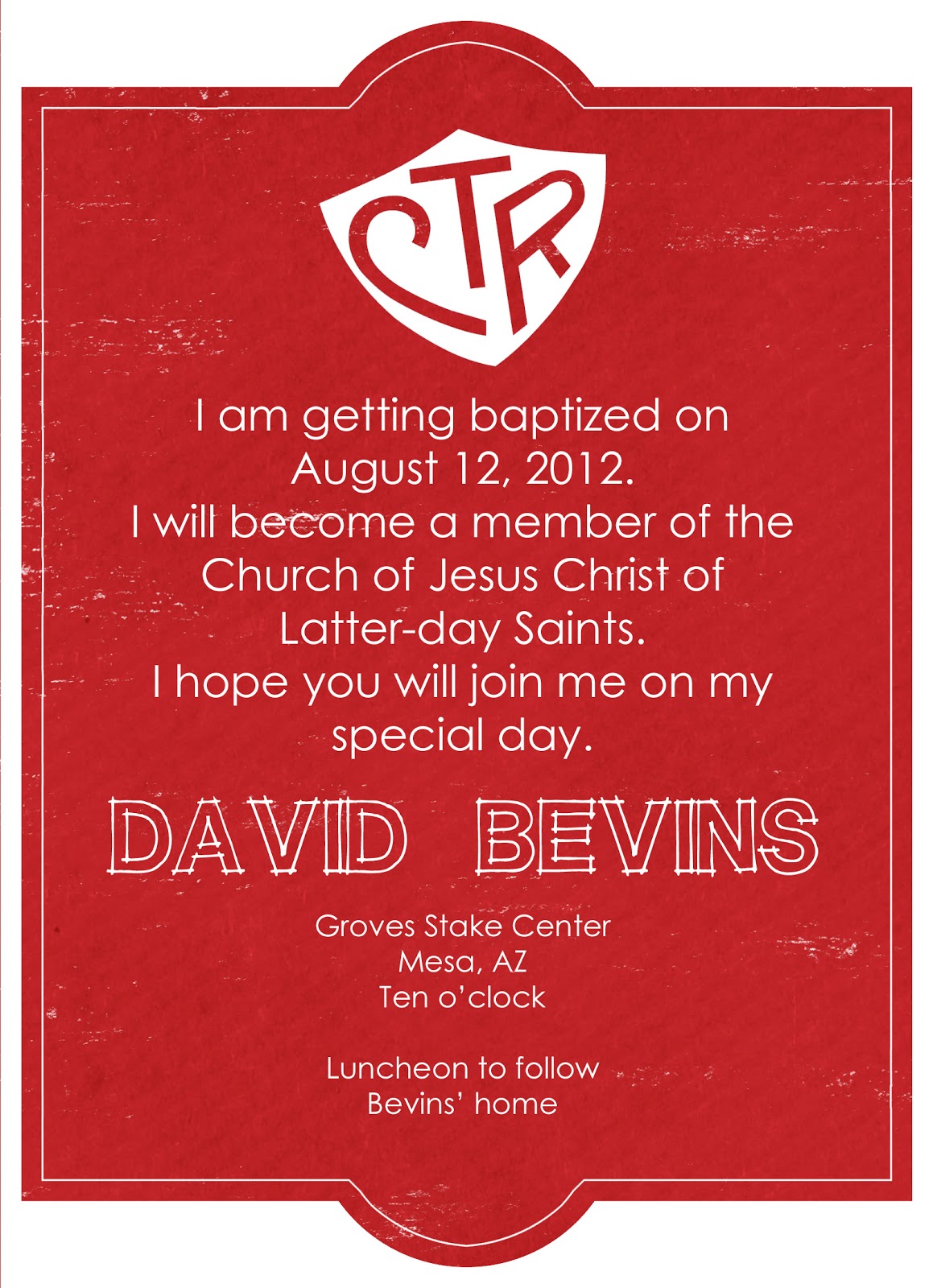 Alexis Design Gallery: LDS Baptism Announcement