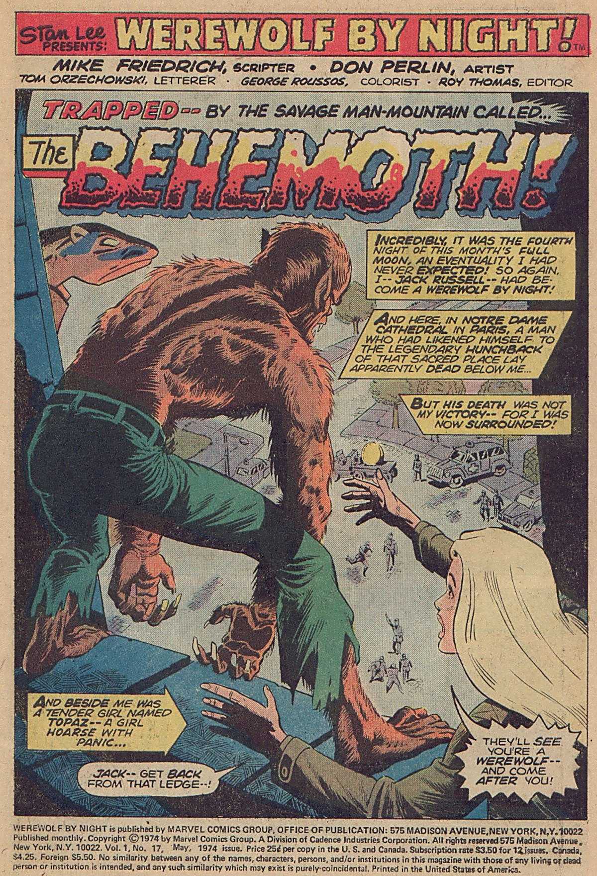 Read online Werewolf by Night (1972) comic -  Issue #17 - 2