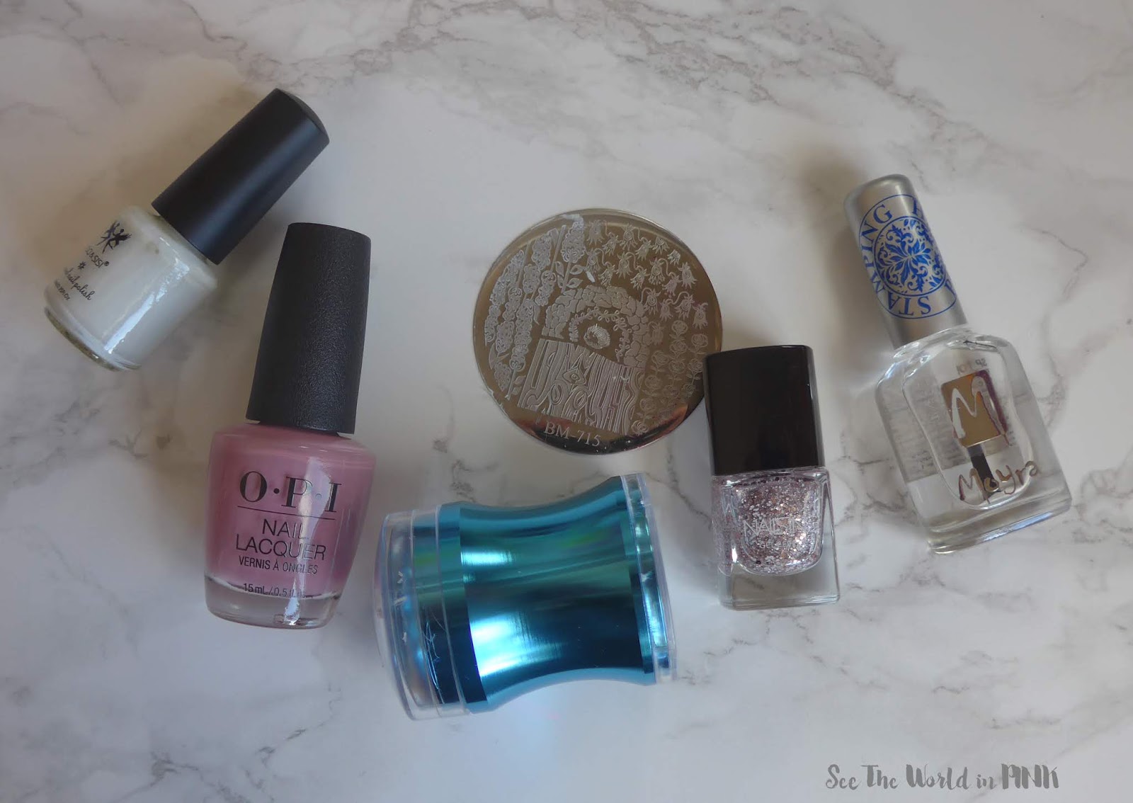 Manicure Monday - Pink, Floral & Glitter Bridal Nails 
