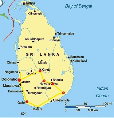 Sri Lanka Route Map