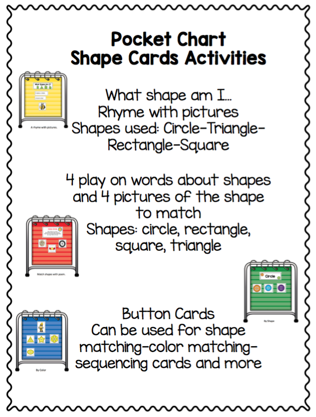 Pocket Chart Shape Activities Preschool Printables