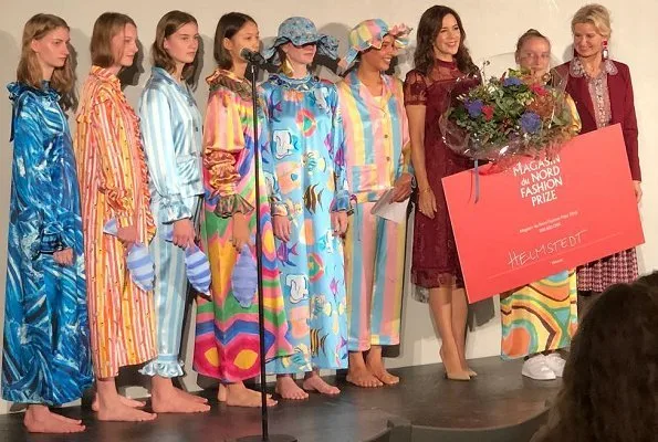 Magasin du Nord Fashion prizes winner designers Emilie Helmstedt. Crown Princess Mary presented 2018 fashion prize to Emilie Helmstedt