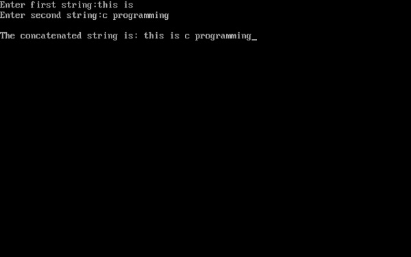 C program to concatenate two strings without using strncat() function