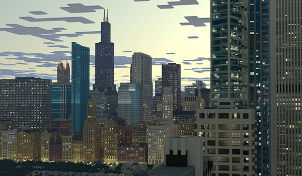 Reproducción ciudad de Chicago con Minecraft.